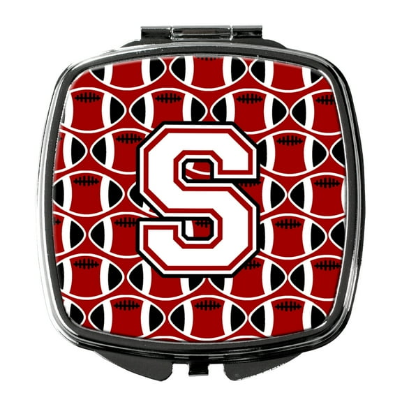 Letter S Football Cardinal and White Compact Mirror CJ1082-SSCM
