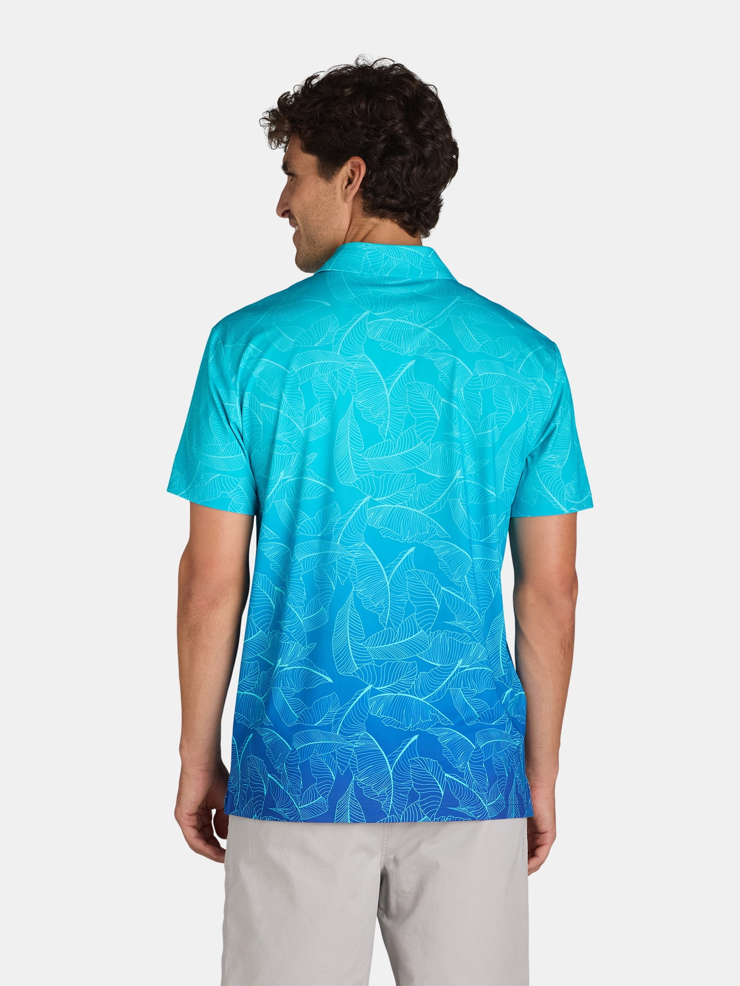 Birdie Bound Men's and Big Men’s Printed Golf Polo Shirt with UPF50+, Sizes S-3XL