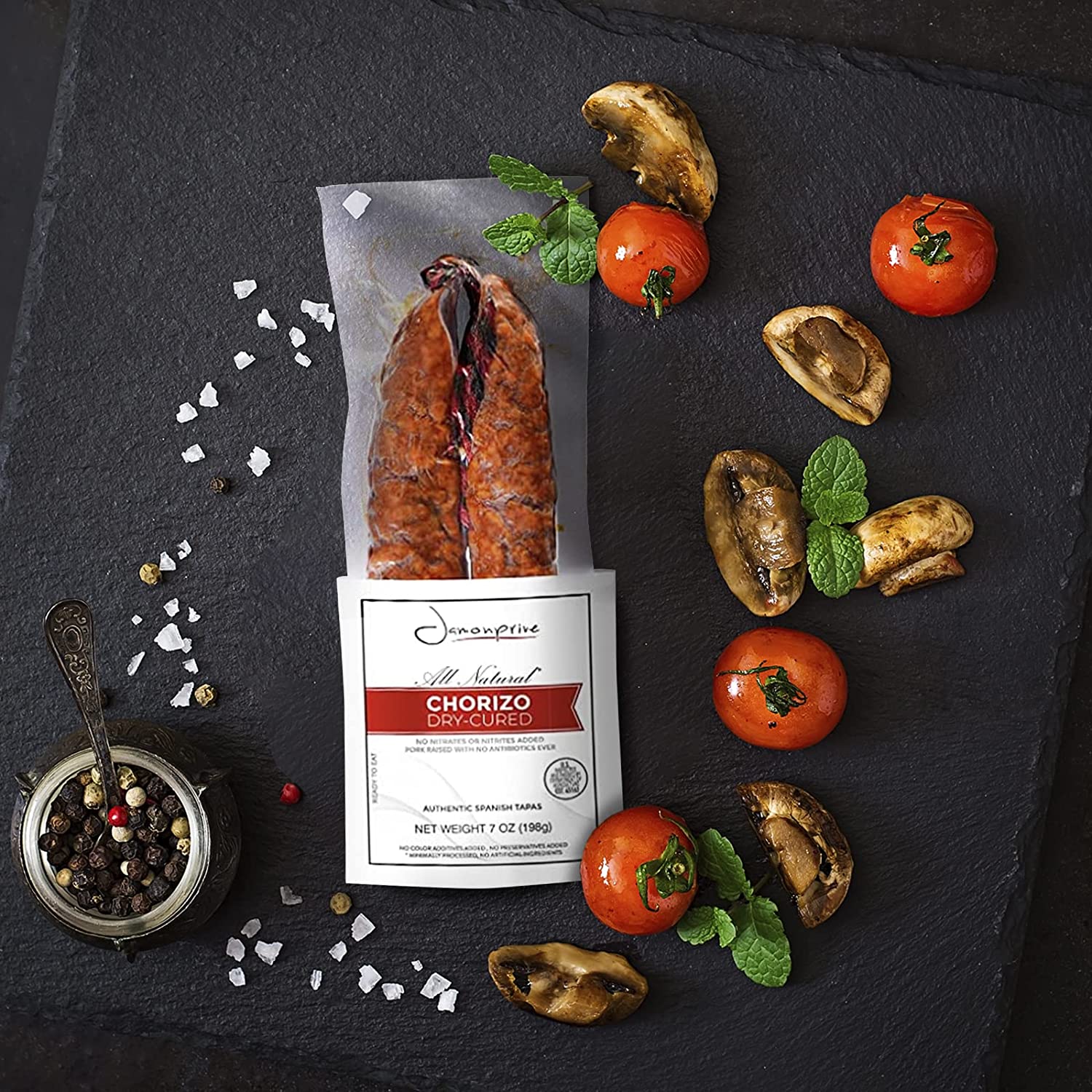 Mild Chorizo Ring - Spanish Chorizo for Authentic Tapas 7oz (Sarta) - Jamonprive - All Natural
