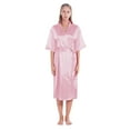 thumbnail image 4 of Women Men Couple Satin Silk Robes Kimono Satin Bathrobe Long V Neck Sleepwear with 3/4 Sleeve, 4 of 7
