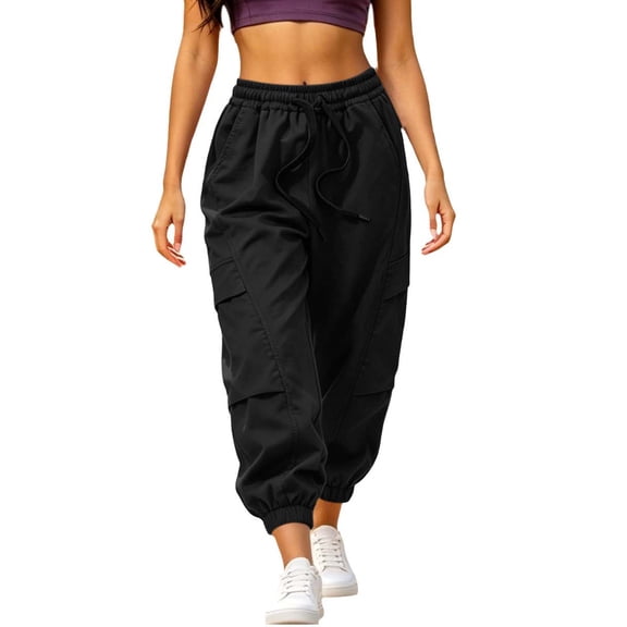 Kezqiaxn Womens Cargo Pants Summer Drawstring Elastic Waist Outdoor Quick Dry Casual Trousers with Pockets Fashion Clothing