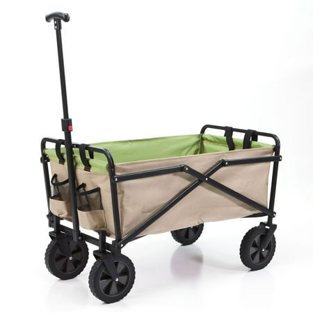 Manual Pond - Seina Manual 150 Pound Capacity Folding Steel Wagon Outdoor Garden Cart, Tan