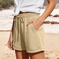 thumbnail image 6 of Women's Elastic Drawstring Casual Sweat Shorts, High Waist Loose Wide Leg Summer Lounge Shorts with Deep Side Pockets, Cuffed Hem Lightweight Beach Workout Jogger Shorts for Daily Vacation S-3XL, 6 of 10