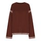 thumbnail image 3 of Suéter de cuello redondo para mujer, informal, liso, tejido, holgado, de manga larga, con cuello redondo, blusa, 3 of 4