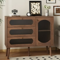 CQSXDA Natural Wooden Storage Cabinet with 3 Drawers and Door, Versatile Accent Piece for Living Room or Entryway Decor