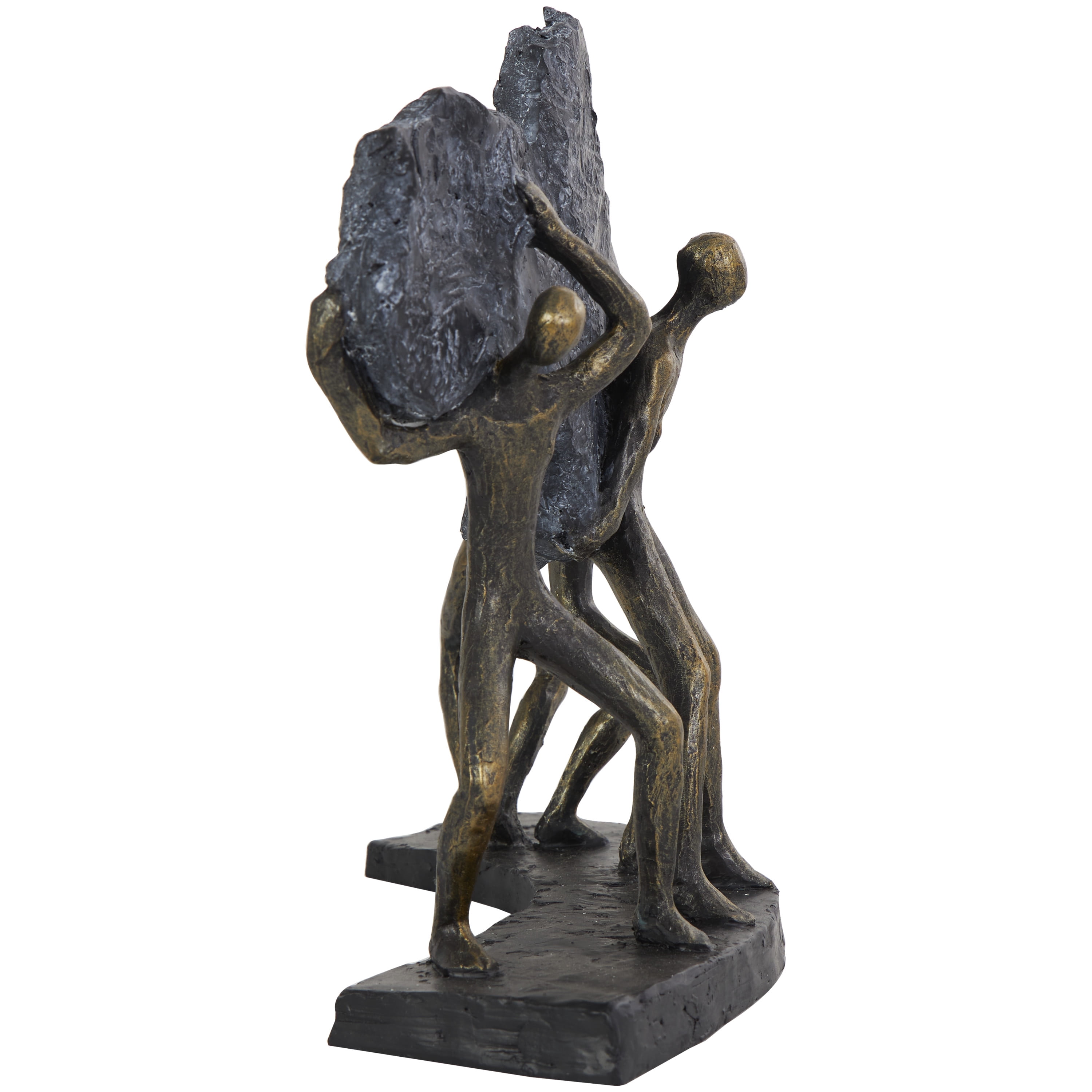 13" x 11" Bronze Polystone Carrying Stone People Sculpture, by DecMode