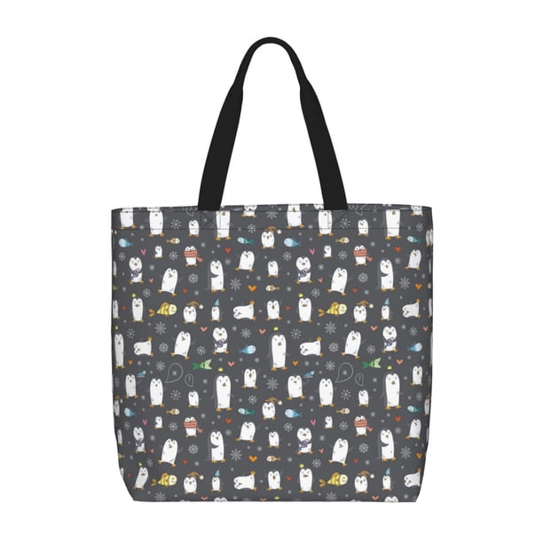 Fotbe Lovely Penguin Bolsa Tote con Estampado para Mujer, Bolsos con Cremallera, Bolsa de Hombro Casual de Gran Capacidad con Bolsillos Internos
