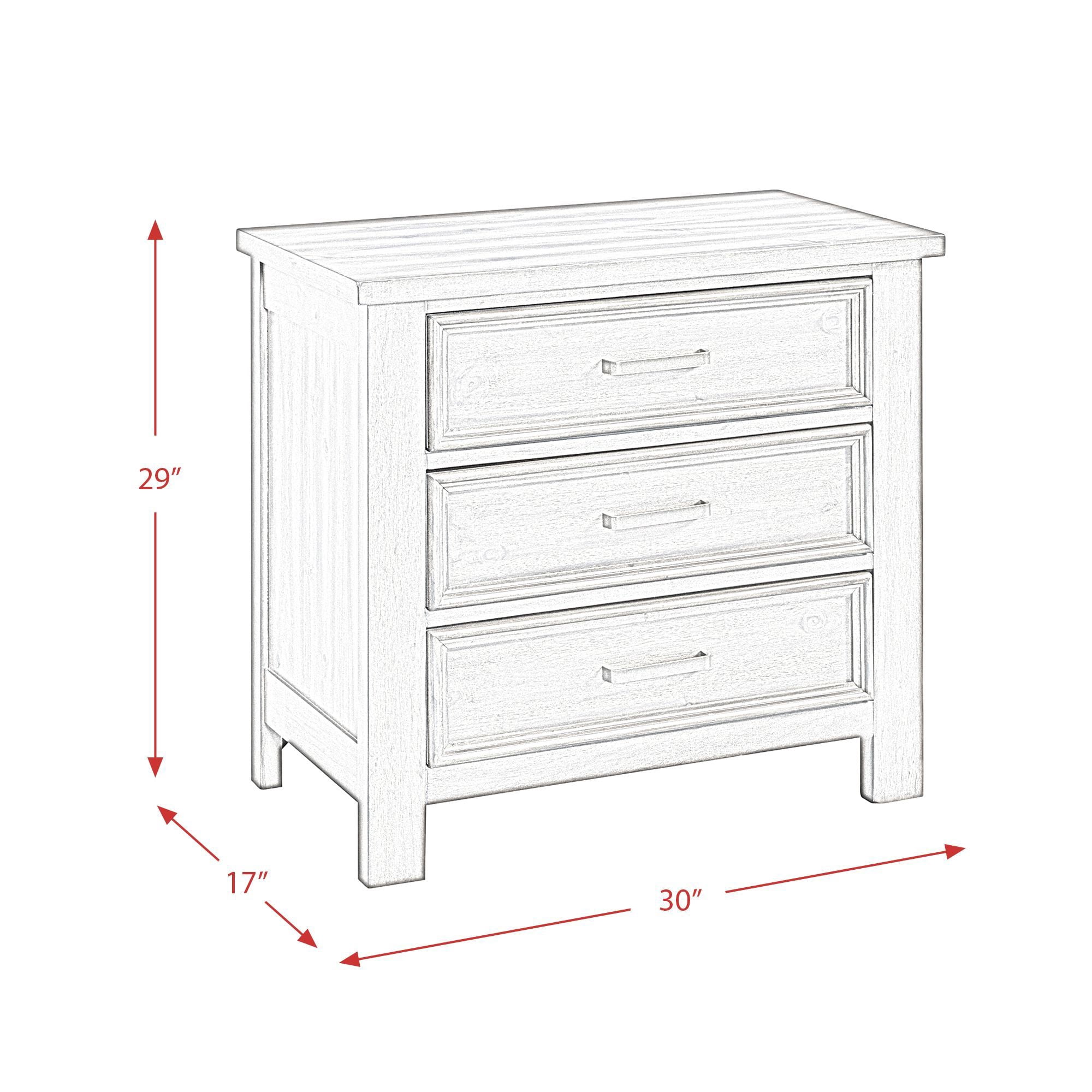 Picket House Furnishings Damen 3-Drawer Nightstand in Drift Grey