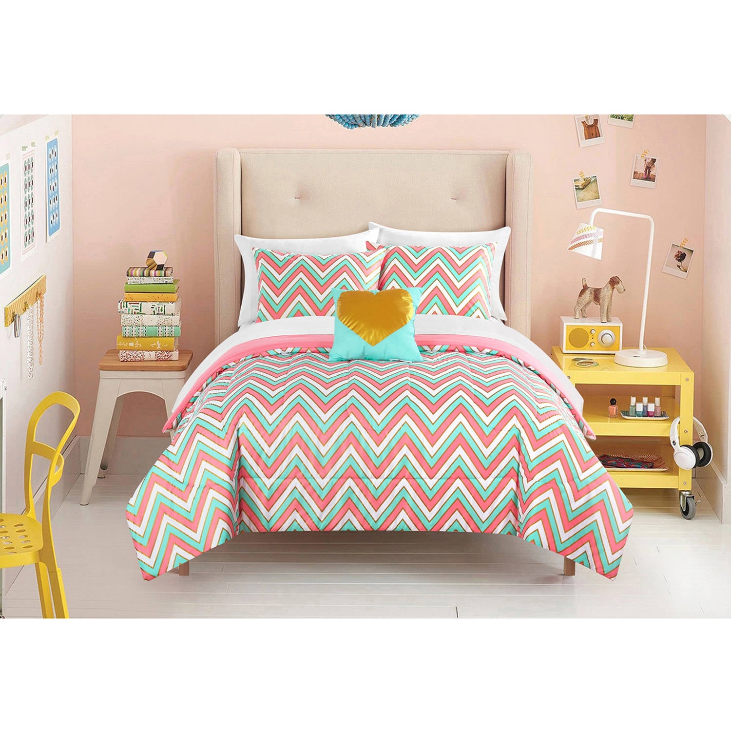 Latitude Gilded Chevron Bed in a Bag Bedding Set - Walmart ...
