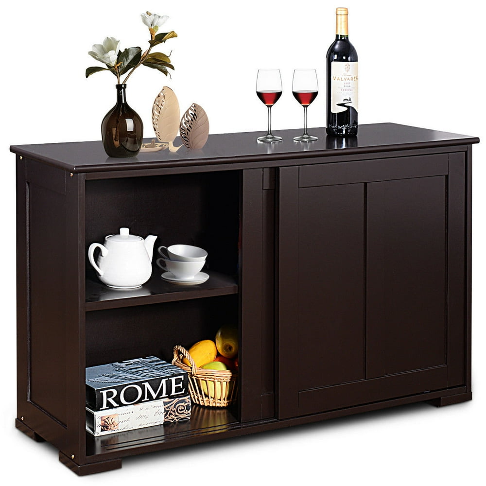 Costway Kitchen Storage Sideboard Buffet Cupboard Wood Sliding