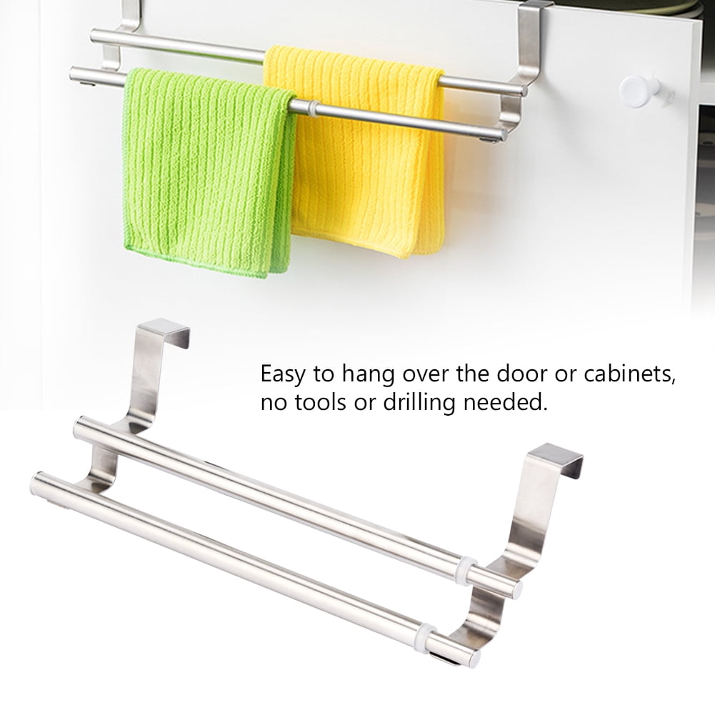 Rack Hanger Bathroom Kitchen Double Layers Stainless Steel Telescopic