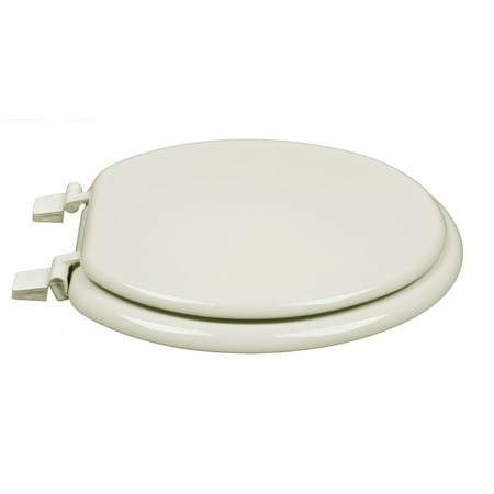 Biscuit Vitreous China Toilet - BathDecor Biscuit Molded Round Wood Toilet Seat.