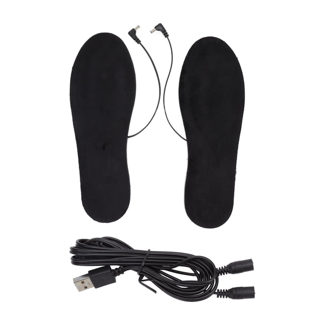 1 par de plantillas eléctricas calentadas por USB, plantillas térmicas lavables y adaptables para pies enteros, plantillas calefactoras cálidas de tamaño 35 a 40