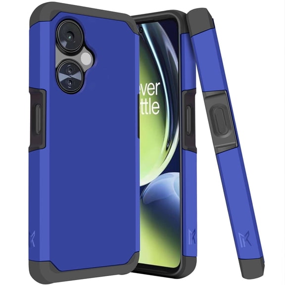 BD Dual Hybrid Case for OnePlus Nord N30 5G (Shockproof Protection Magnetic Mount Back) with LED Keychain Flashlight - Dark Blue