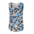 thumbnail image 7 of JTZGDY Tank Tops for Women Cute Summer Floral Print Sleeveless Ruched Pleated Keyhole Cutout Tunic Blouse Trendy Cozy Graphic Cami Shirts Blue S, 7 of 7