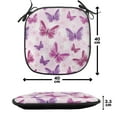 thumbnail image 4 of Butterfly Chair Seating Cushion Set of 6, Various Flying Butterflies Colors Hippie Style Print Design, Seat Pads for Office with Anti-slip Backing, 16"x16", Pink Purple, by Ambesonne, 4 of 7