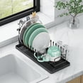 thumbnail image 1 of Dish Drying Rack Expandable Small Sink Dish Rack with Silicone Drying Tray Over Sink Dish Drainer for Kitchen Counter with Utensil Holder Drain Rack Fit for \u\u\u\u, 1 of 7