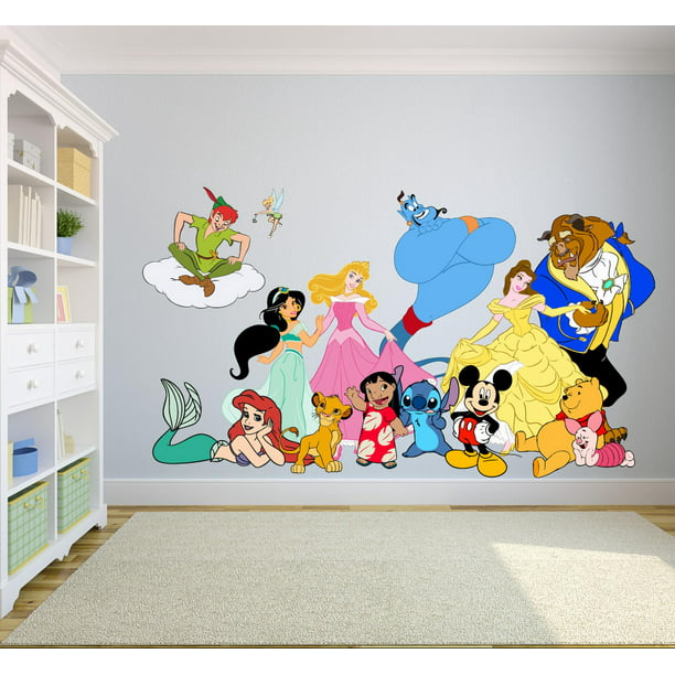 Disney Cartoon Show Characters Princess Decors Wall Sticker Art Design  Decal for Girls Boys Kids Room Bedroom Nursery Kindergarten House Fun Home  Decor Stickers Wall Art Vinyl Decoration (12x20 inch) 