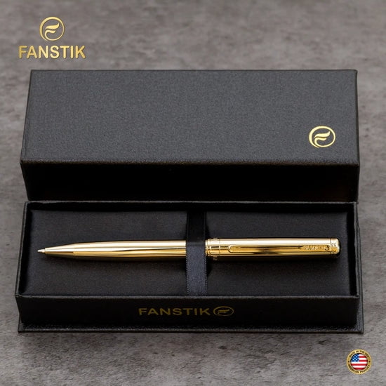 FANSTIK Gold Luxury ballpoint Pen, Real 24K Gold Plating, pen gift set (Lux BallPoint Gold)