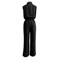 thumbnail image 5 of Tqcoqu Women's Sleeveless Tie Neck Cutout Romper,Elastic Waist Wide Leg Linen Blend Jumpsuit with Pockets & Back Zipper,Black Women's S-XXXL, 5 of 6