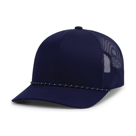 Pacific Headwear 104BR.F85.OS Trucker Snapback Braid Cap, True Navy - One Size