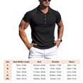 thumbnail image 2 of Camisas musculosas de manga corta para hombres Cuello vuelto Camisa de entrenamiento ajustada a rayas de color puro Negro S, 2 of 2
