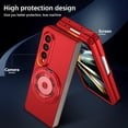 thumbnail image 5 of Magnetic Case for Samsung Galaxy Z Fold 4 Case with Kickstand & Ring Holder, [Compatible with MagSafe Charging] Slim Ultra PC Back Scratch-Resistant Military Grade Shockproof Case, Red, 5 of 14