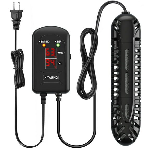 Tawatiler Aquarium Heater,100W Fish Tank Heater with LED Digital Display & 5 Safety Protection,Submersible Aquarium Heater with 2 Suction Cup and 8.2Ft Cord for 10-20 Gallon Fish Tank