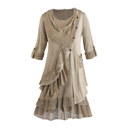 - Women's Tunic Top Set - Heavenly Lace 2 Piece Blouse And Vest