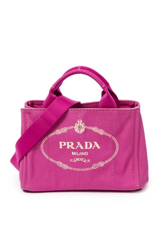 Pre-Owned Prada Fuchsia Pink Small Canapa Tote Shoulder Bag Canapa Canvas