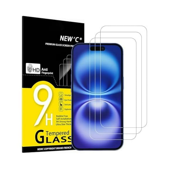 lulufa 3 Pack Designed for iPhone 16 (6.1 inches) Screen Protector Tempered Glass,Case Friendly Ultra Resistant