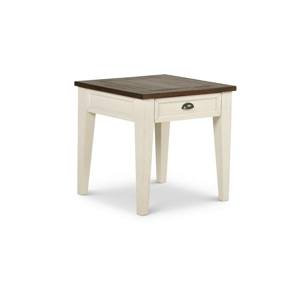 Cayla 1 Drawer End Table in Dark Oak and White