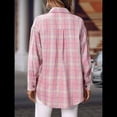 thumbnail image 4 of Camisa Abotonada para Mujer, Camisa A Cuadros, Larga, Solapa, Informal, para Negocios, Trabajo Rosa XL, 4 of 10