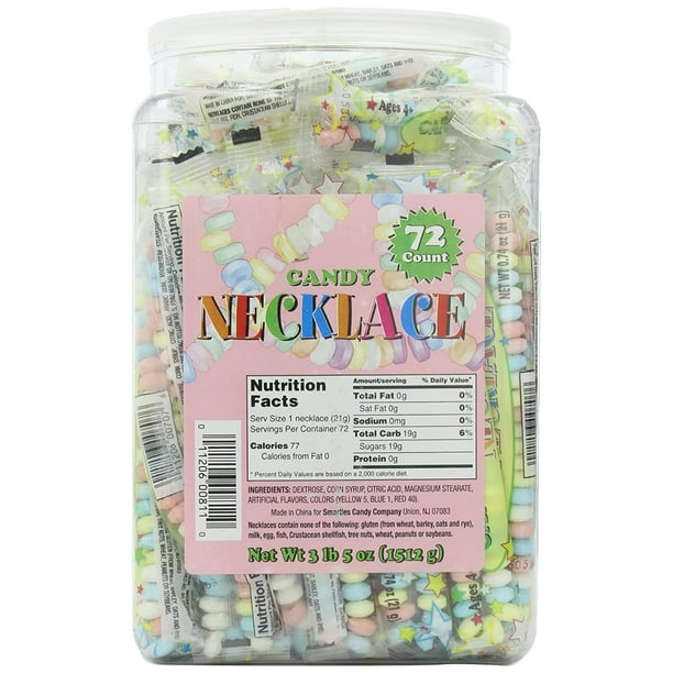 Smarties Candy Necklace, 72 Count