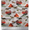 thumbnail image 1 of Soimoi Gray Heavy Satin Fabric Barn & Pet Animals Farm Fabric Prints By Yard 56 Inch Wide, 1 of 3