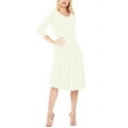 thumbnail image 2 of Women's Plus Size Round Neck 3/4 Sleeves Solid A-Line Midi Dress, 2 of 4