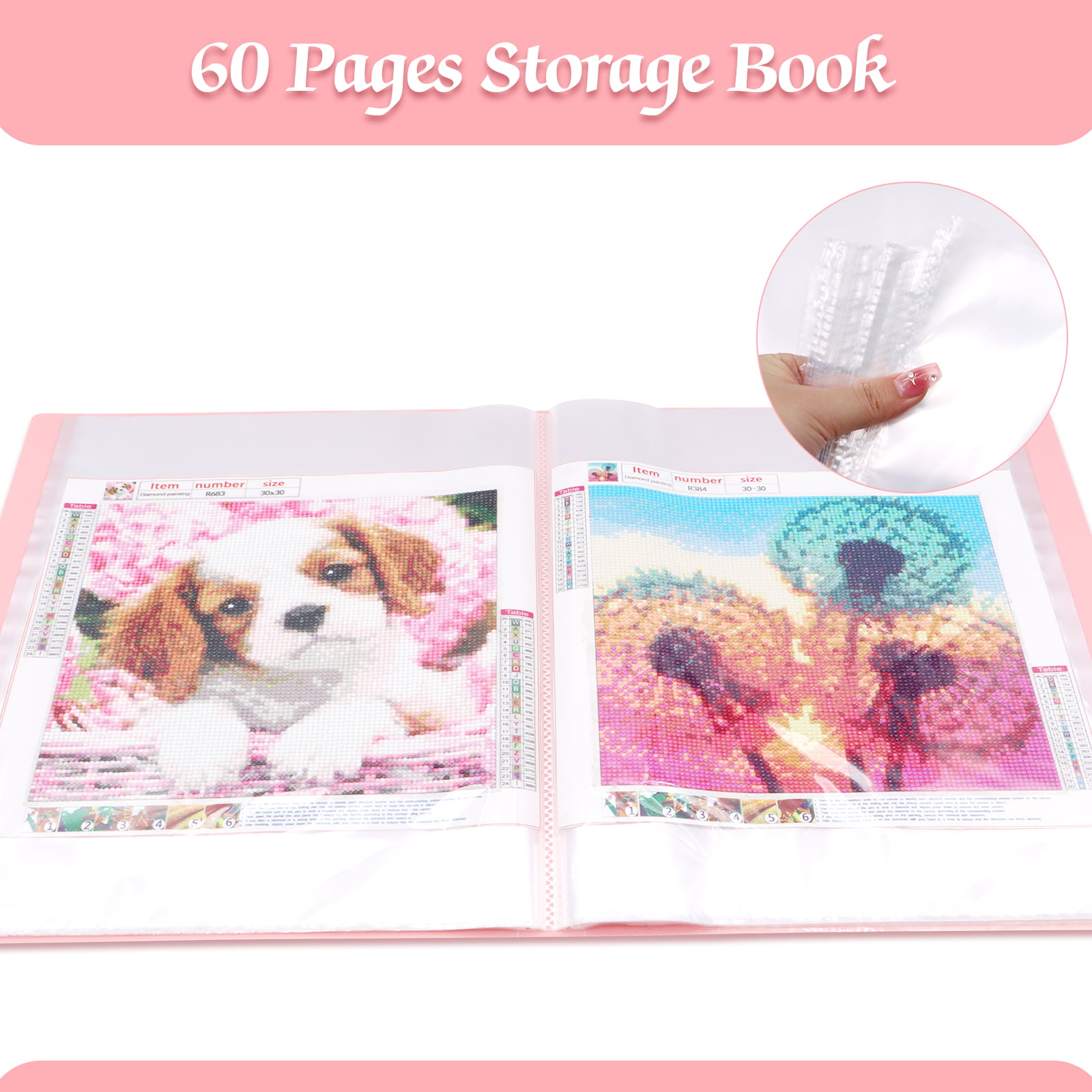 VEGCOO A3 Diamond Painting Storage Book, 60 Pages Art Portfolio