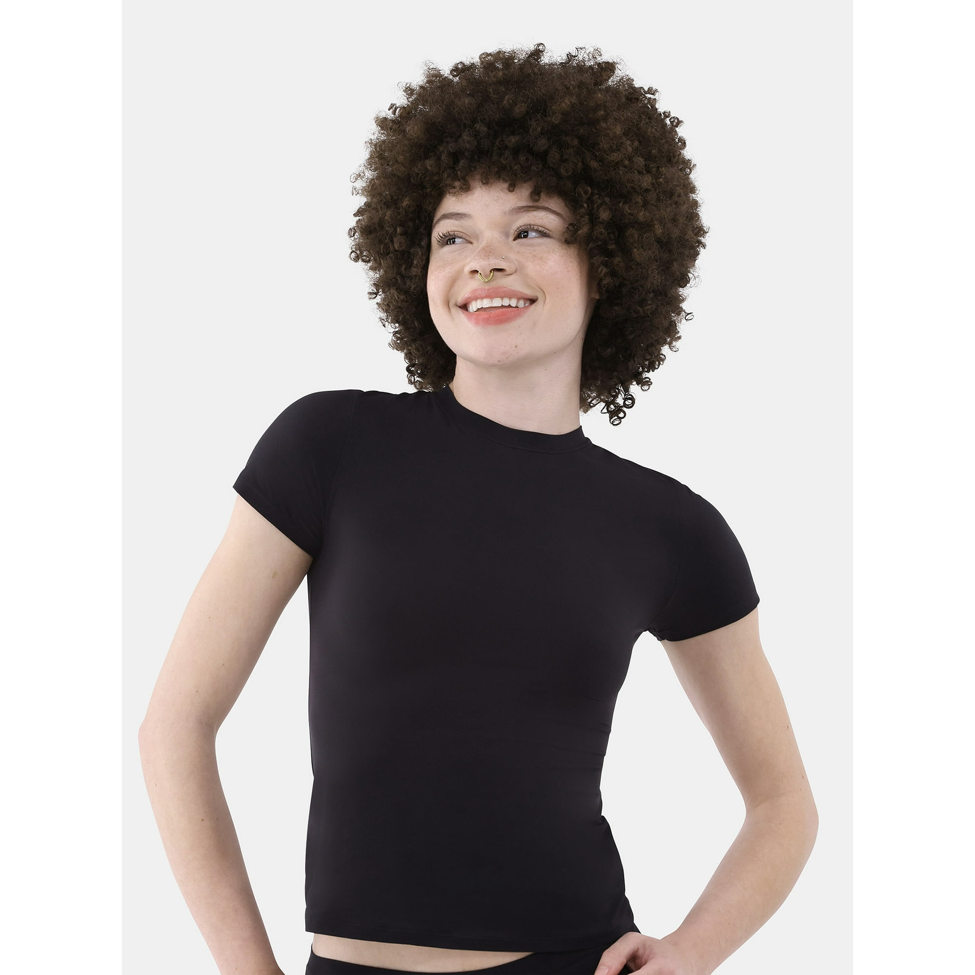 No Boundaries Fit Stretch Tee with Short Sleeves, Women's XS-XXXL