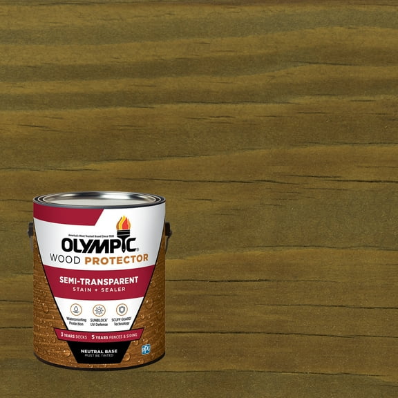 Olympic 1 Gallon ST-2013 Driftwood Gray Exterior Semi-Transparent Wood Protector Stain Plus Sealer in One