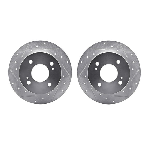 Dynamic Friction Company Rear Brake Rotors-Drilled and Slotted-Silver 7002-67088