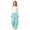thumbnail image 5 of UACY Girls Boys Curved Wide Leg Cargo Pants Elastic High Waist Loose Fit Sweatpants Baggy Balloon Leg Trousers Fall Winter Bottoms (Sky Blue, 5-6 Years), 5 of 5
