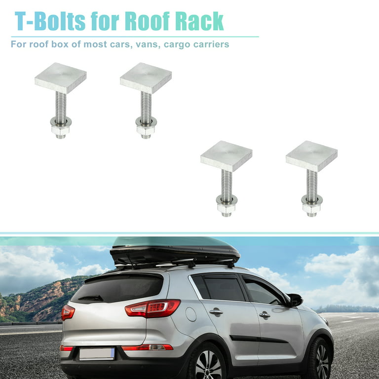 4pcs Universal Car Roof Rack T Shaped Bolt Rooftop Cargo Carrier Rack Bolt  T Shaped Track Bolts W/ Nuts Washers 