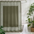 thumbnail image 2 of Xipuska Olive Green Greek Key Shower Curtain - Water Repellent Fabric Shower Curtains Washable, Geometric Greece Ancient Farmhouse Geo Decorative Cloth Bathroom Curtains Modern Bath Decor 72"x72", 2 of 6