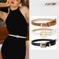 thumbnail image 7 of 3 Pack Women Skinny Leather Belt for Dresses Thin Leather Waist Belts for Ladies Jeans 0.5" width, 7 of 7