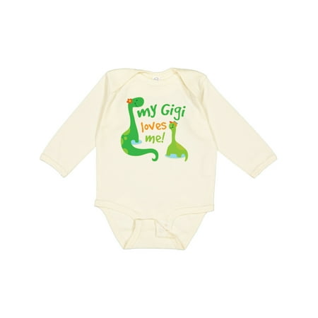 

Inktastic My Gigi Loves Me Grandson Dinosaur Gift Baby Boy Long Sleeve Bodysuit