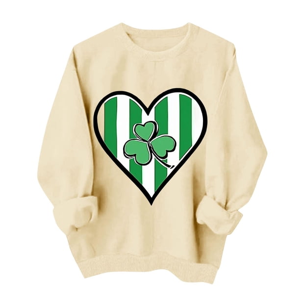 Suéteres de Manga Larga de Mujer con Cuello Redondo Impreso Suelto Casual para la Fiesta Del Día de San Patricio Y el Uso Diario