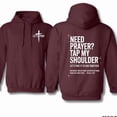thumbnail image 3 of Need Prayer Tap My Shoulder Hoodie, Let’s Pray Christian Hoodie, Bible Verse Matthew 18:20 Sweatshirt, Religious Inspirational Pullover, Faith Streetwear, Fall Winter Unisex Outfit, 3 of 6