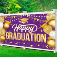 thumbnail image 3 of Banner de Feliz Graduación Morado y Dorado - Fondo grande morado y dorado para decoraciones de graduación moradas de la Clase 2024 | Decoraciones para fiestas de graduación 2024, 3 of 7