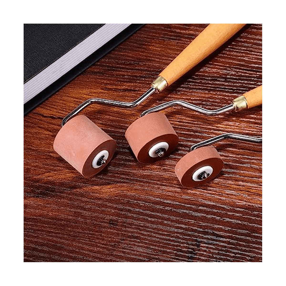 Rouleau Encreur Brayer - 3 Tailles - Outil Pour Estampage, Peinture, Gravure - Caoutchouc, Métal, Bois - 14