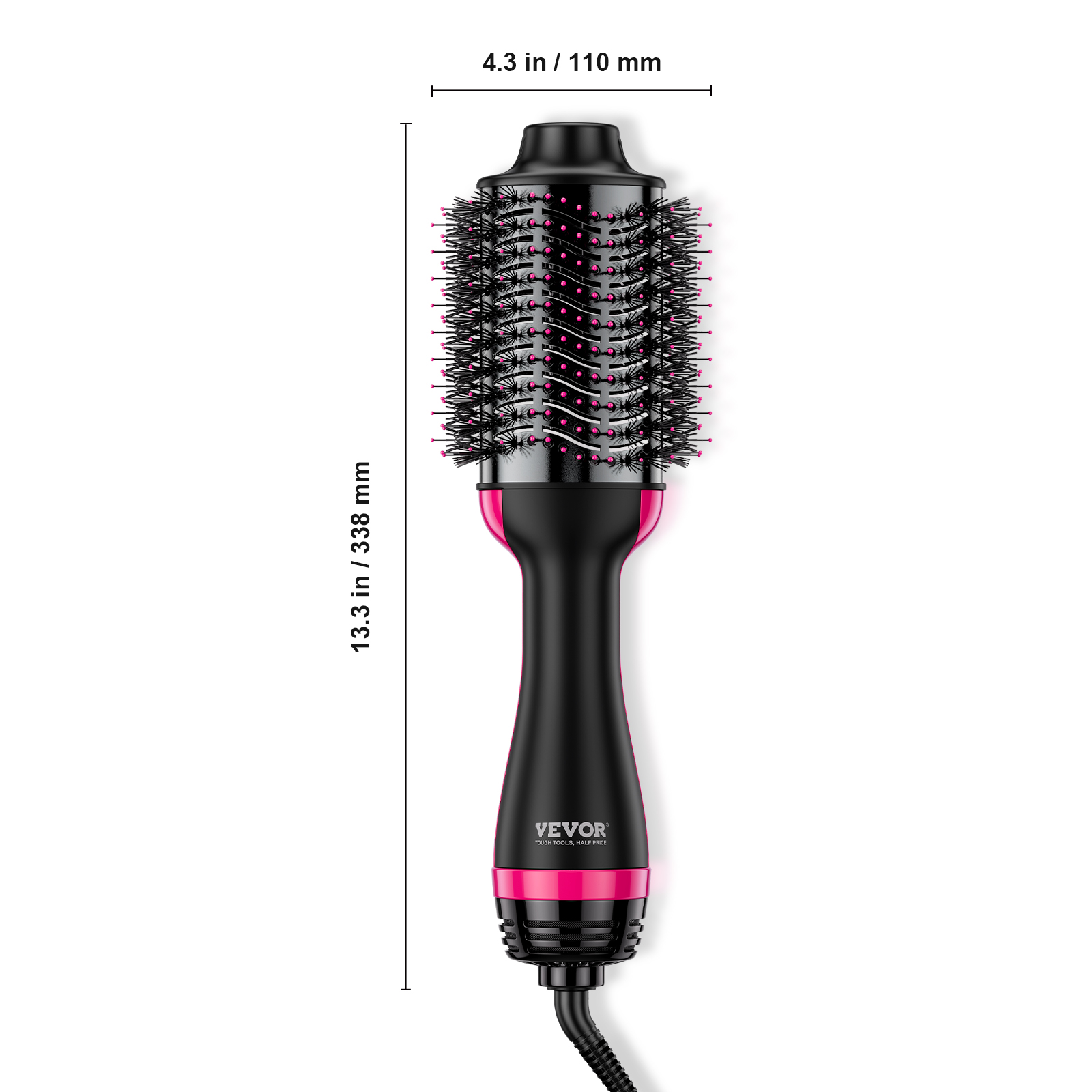 VEVOR Hair Blow Dryer Brush,4 in 1 Ionic Hair Styler and Volumizer with Electroplated Titanium & 2.95" Ceramic Coating Oval Barrel,Dual Voltage 110V/240V Hot Air Styling Brush for Salon Home Travel